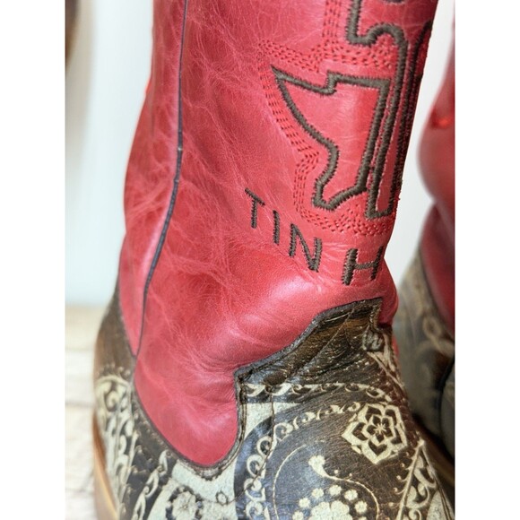 Tin Haul American Women Cowboy Boots Square Toe Western Leather Boots Size 8.5 - Picture 7 of 16